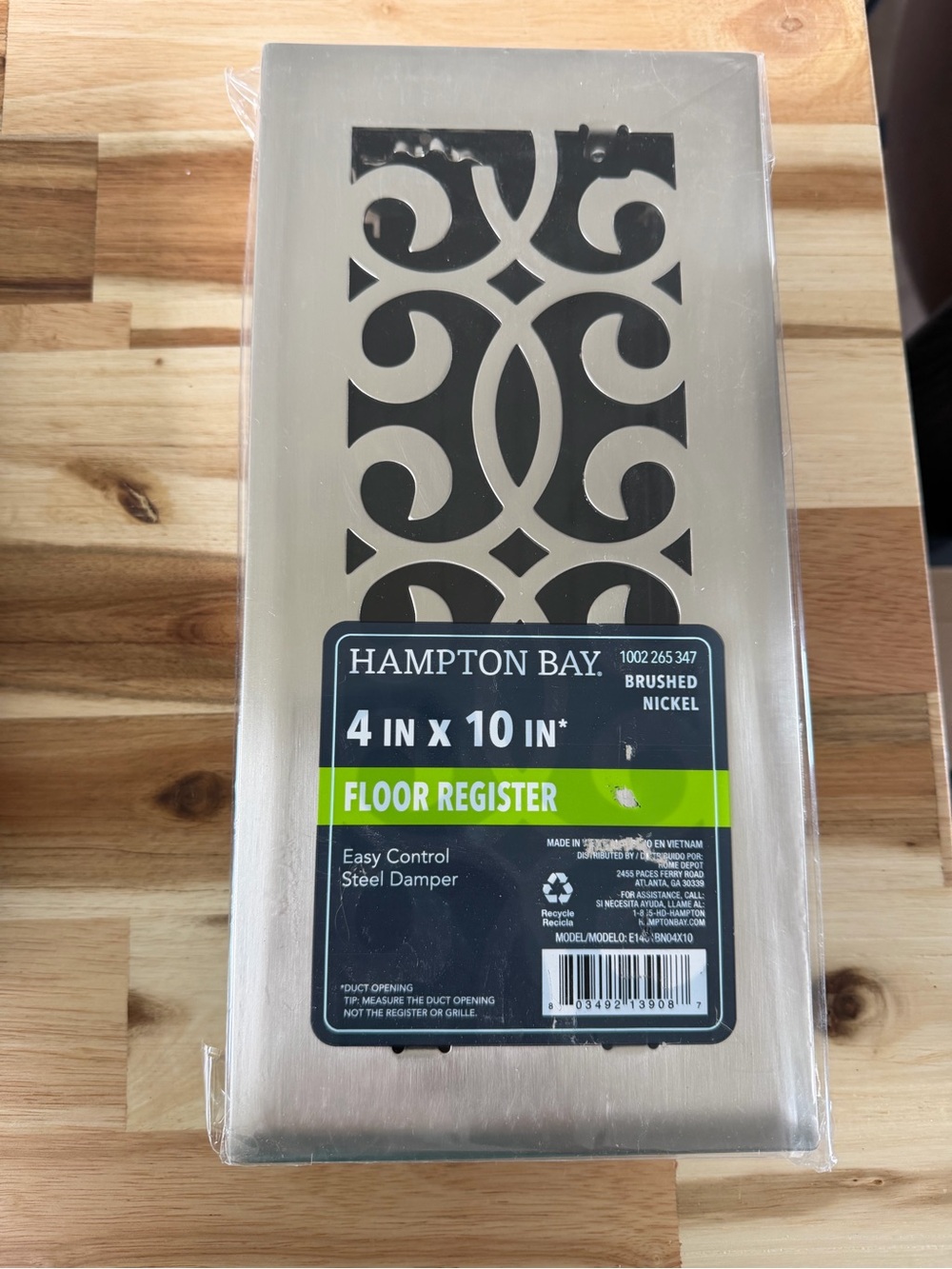 New Hampton Bay Brushed Nickel 4 x 10 Floor Register